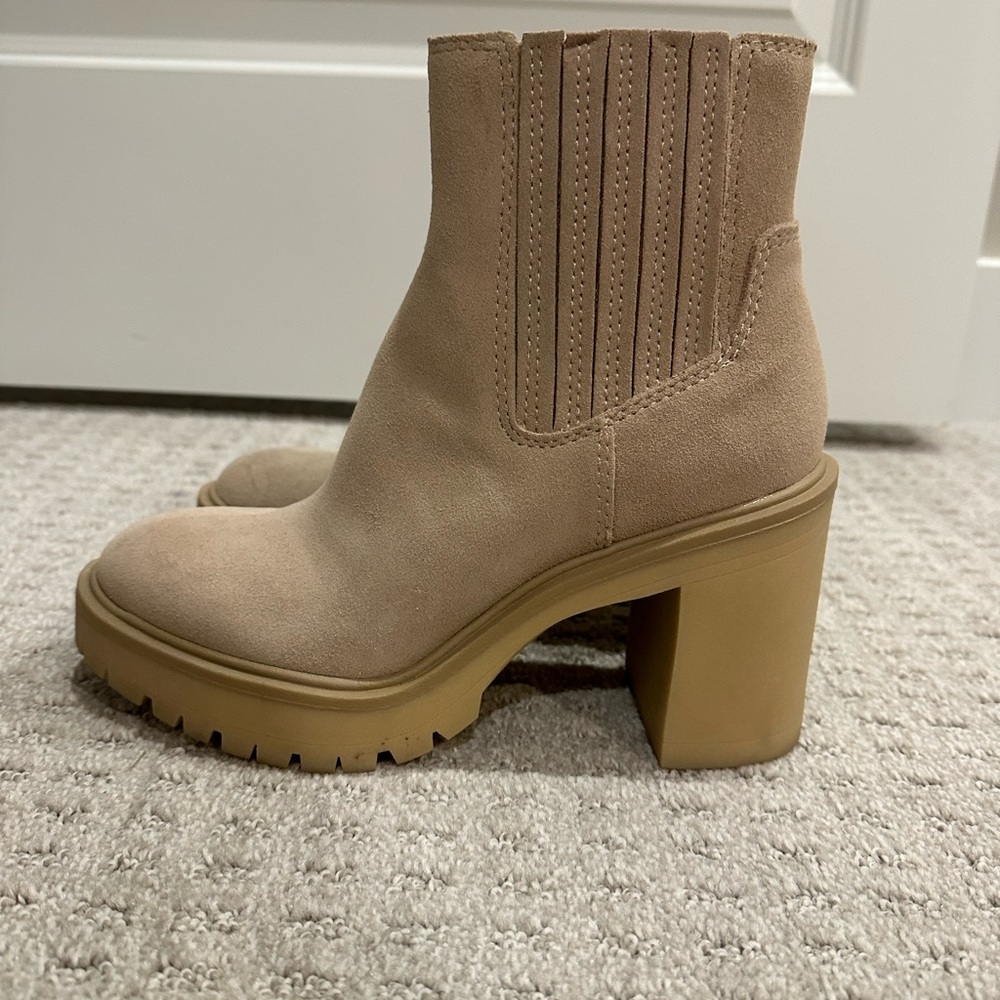 Dolce Vida Tan Suede Ankle Boots